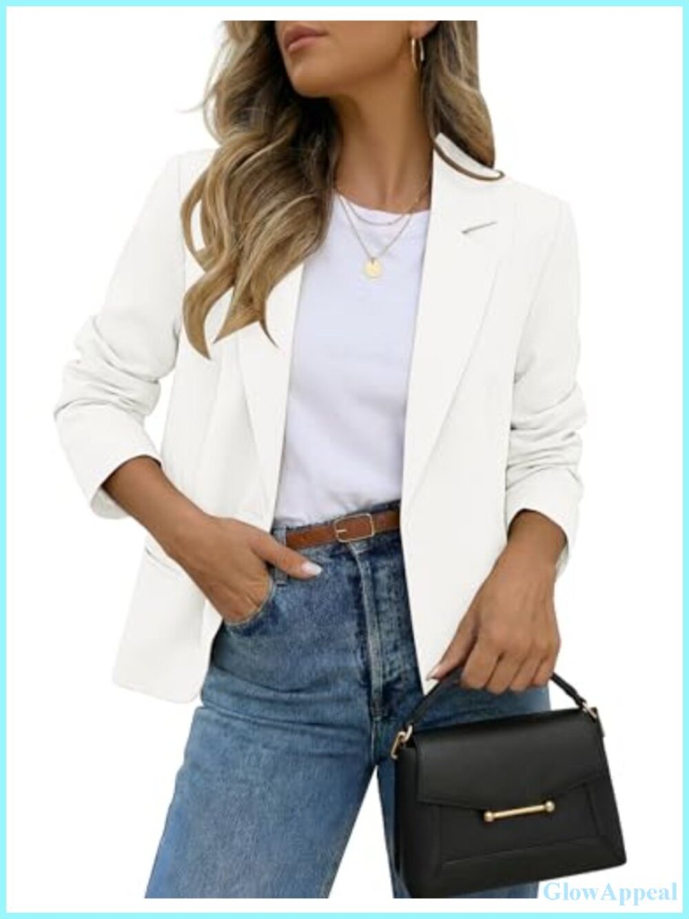 Long Sleeve Button Front Blazer Business Casual Lined Suit Jacket